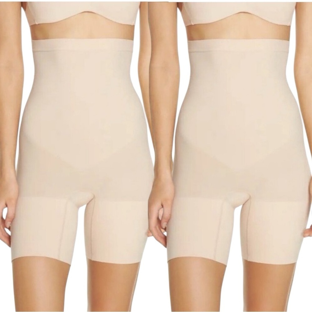 🌻NEW NWOT SPANX SET OF TWO (2) Nude Higher Power Shorts Both Size Small